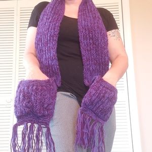 Gypsy Rose Purple Cable Knit Scarf with Pockets